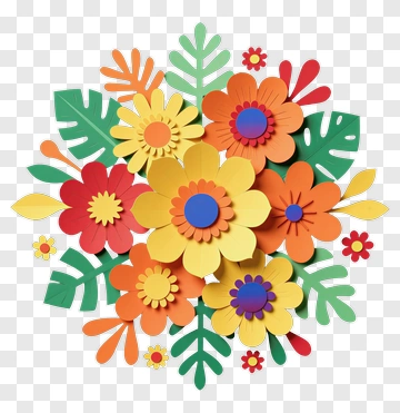 Colorful Paper Flower Bouquet PNG