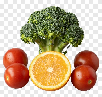 Fresh Broccoli And Orange With Tomatoes PNG
