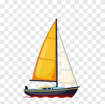 Sailboat With Yellow And White Sails PNG
