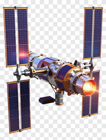 3D Space Station With Solar Panels PNG