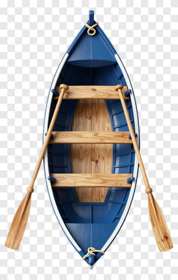 Blue Rowboat With Wooden Oars PNG