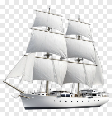 Sailing Ship With White Sails PNG