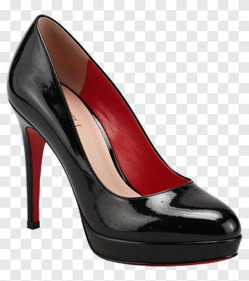 Black High Heel Shoe With Red Interior PNG