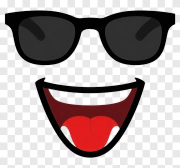 Cartoon Smiley Face With Sunglasses PNG