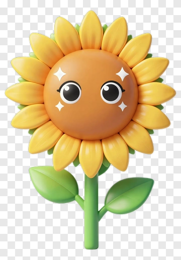 Cartoon Sunflower With Sparkling Eyes PNG