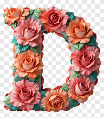 Floral Letter D Made Of Roses PNG
