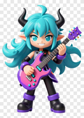 Cartoon Character Holding A Guitar PNG