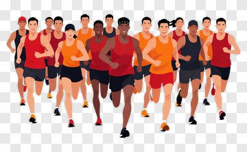 Group Of Runners In Athletic Wear PNG