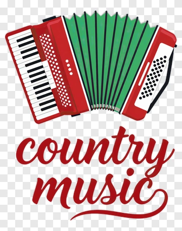 Accordion With Country Music Text PNG