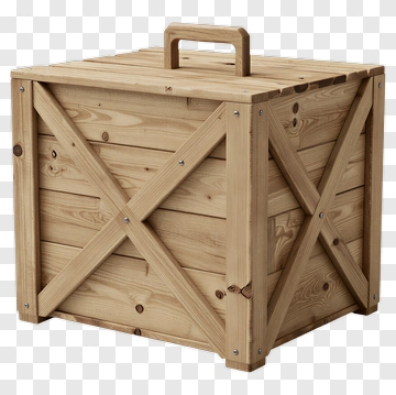 Wooden Crate With Handle PNG