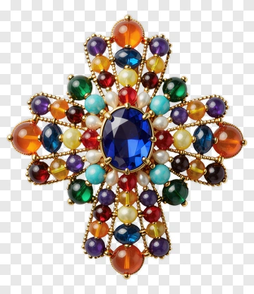 Colorful Brooch With Gemstones PNG