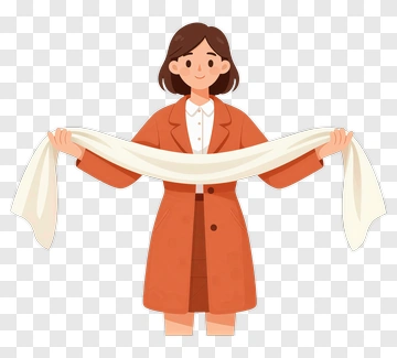 Woman Holding A White Scarf PNG