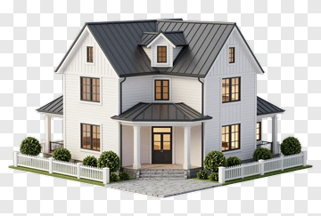 Modern Two-Story House With Garden PNG