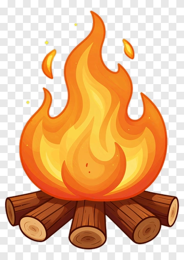 Campfire Flame With Logs PNG