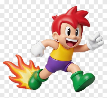 Cartoon Boy Running With Fire Boots PNG