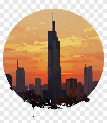 City Skyline At Sunset PNG