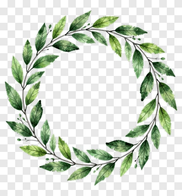 Watercolor Leaf Wreath PNG