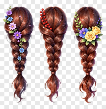 Braided Hairstyles With Flowers PNG