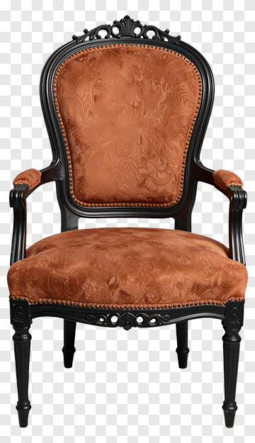 Vintage Armchair With Orange Upholstery PNG