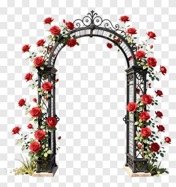 Rose Archway With Red Flowers PNG