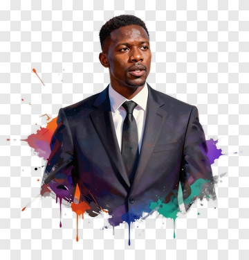 Stylish Man In A Suit With Colorful Watercolor Splash PNG
