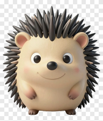 Cute 3D Hedgehog Character PNG