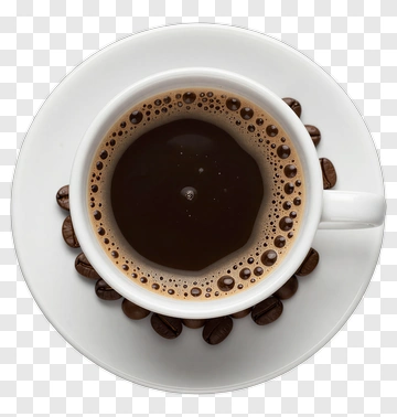 Cup Of Coffee Surrounded By Coffee Beans PNG
