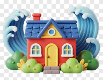 Colorful House With Waves PNG