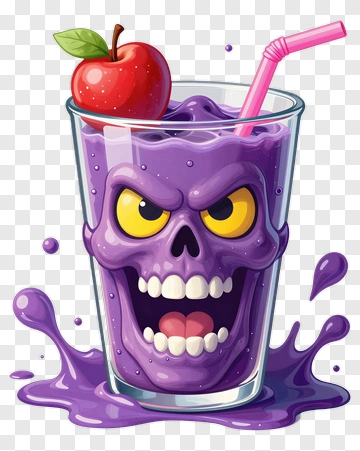 Cartoon Skull Drink With Apple PNG