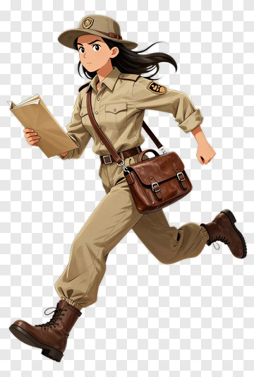 Explorer Woman Running With A Map PNG