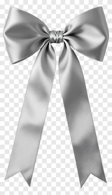 Silver Ribbon Bow PNG