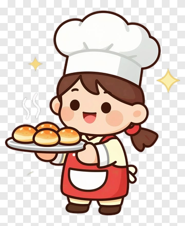 Cartoon Chef Holding A Plate Of Buns PNG
