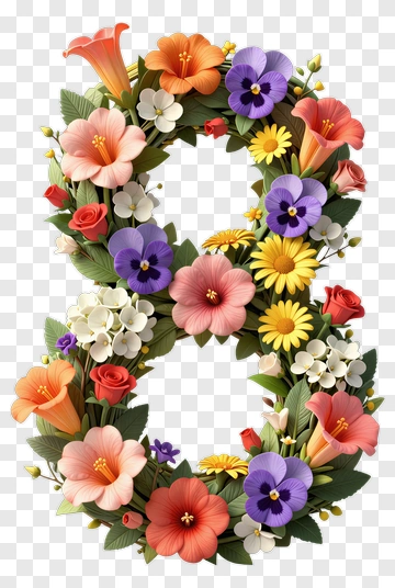 Floral Number Eight Arrangement PNG