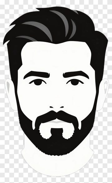 Stylized Man With Beard And Hair PNG