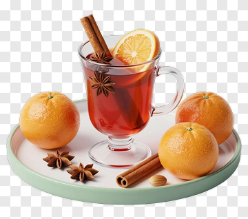 Hot Beverage With Oranges And Spices PNG