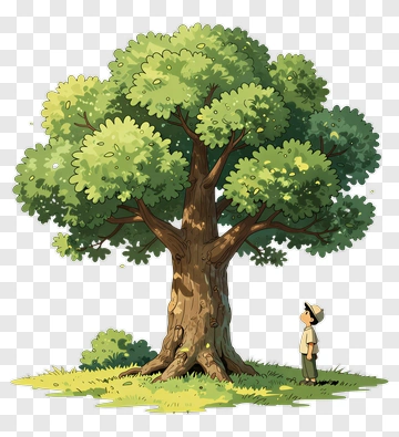 Cartoon Boy Looking Up At A Tree PNG