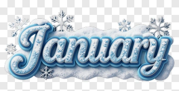 January Text With Snowflakes PNG
