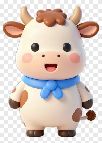 Cute Cartoon Cow Character PNG