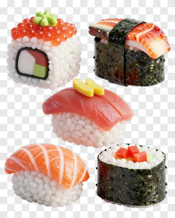 Sushi Collection With Various Types Of Sushi PNG