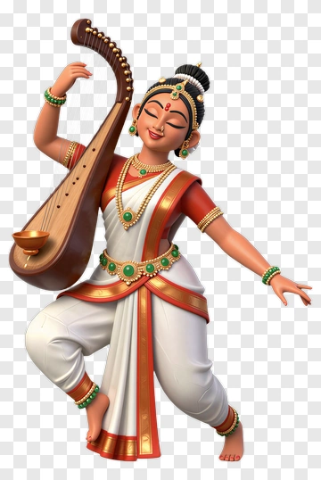Dancing Woman Playing A Musical Instrument PNG