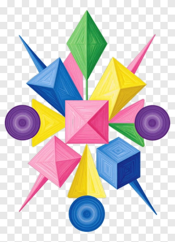Colorful Geometric Shapes Composition PNG