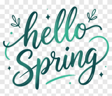 Hello Spring Text Design PNG