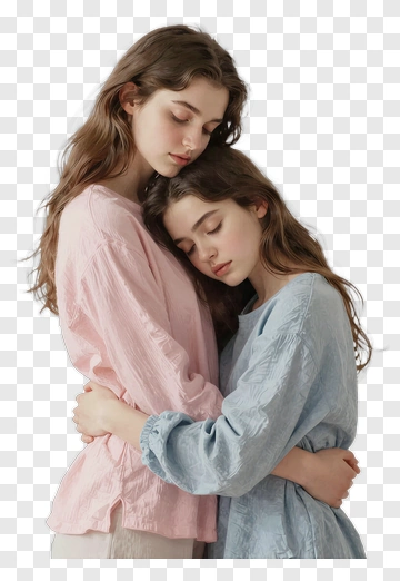 Happy Sisters Embracing Each Other PNG