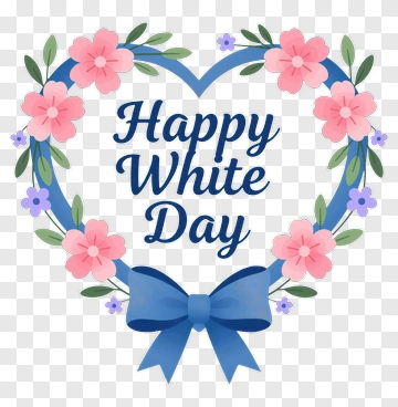 Happy White Day Floral Heart Design PNG