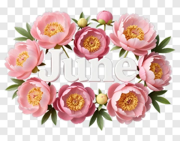 Floral June Design With Pink Peonies PNG