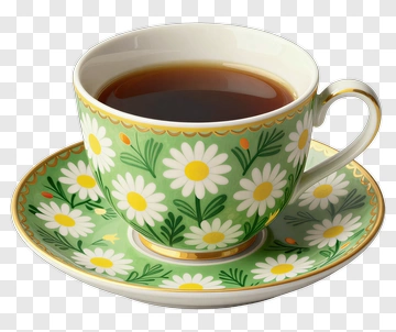 Tea Cup With Floral Design PNG