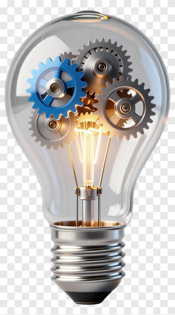 Light Bulb With Gears Inside PNG