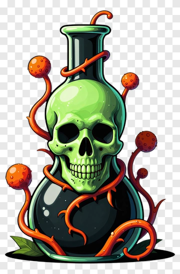 Cartoon Skull In A Poison Bottle PNG