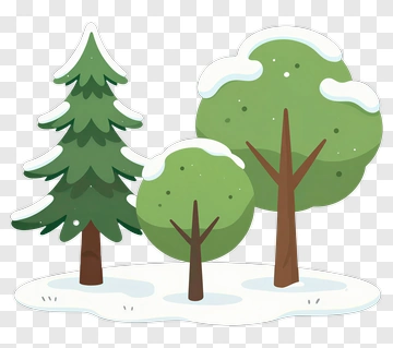 Cartoon Winter Trees With Snow PNG