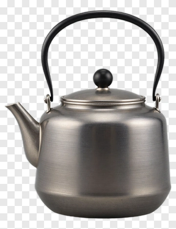 Stainless Steel Teapot With Black Handle PNG